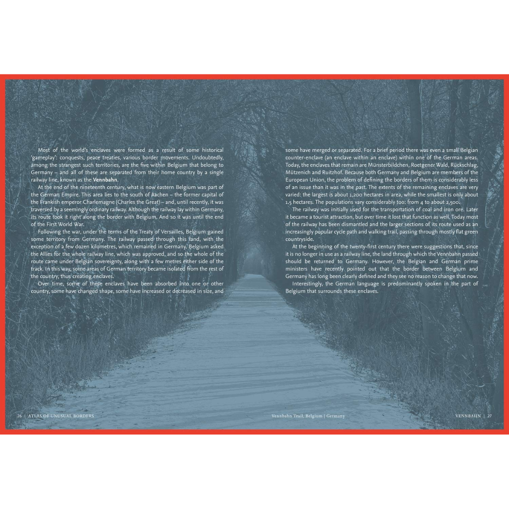 Text on a blue background with a red border