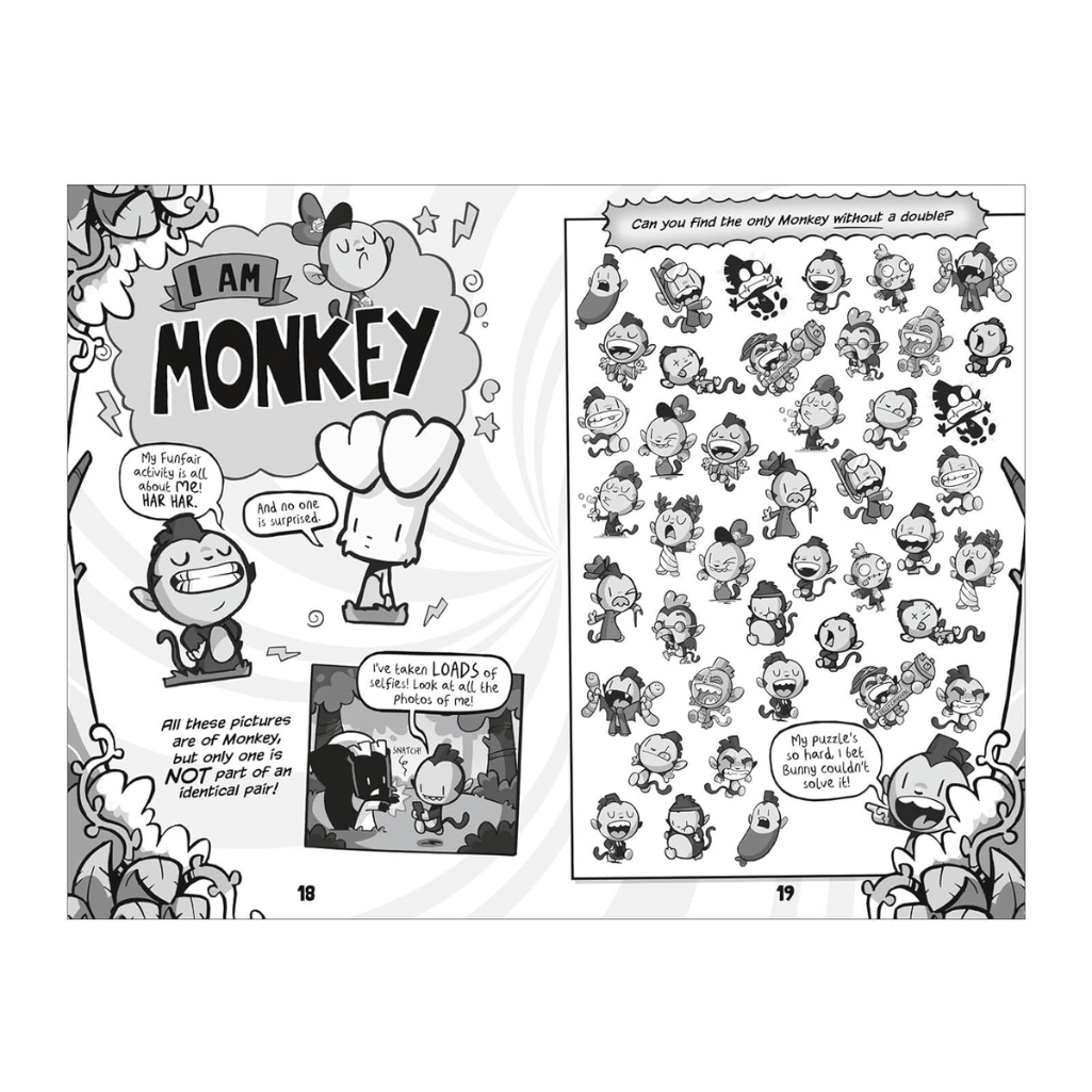 Comic book page with cartoon characters and text about 'I am Monkey'.