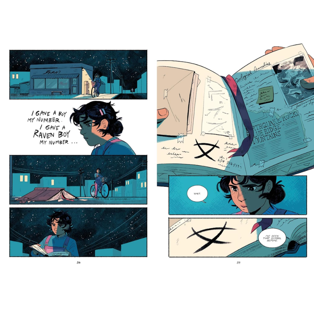 Comic book page with character reading a letter at night