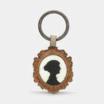 FRONT_ leather Jane Austen silhouette keyring fits all types of keys on its secure metal ring fitting