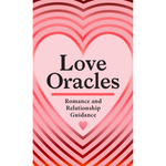 Book cover of 'Love Oracles' with a heart design and text about romance and relationship guidance.