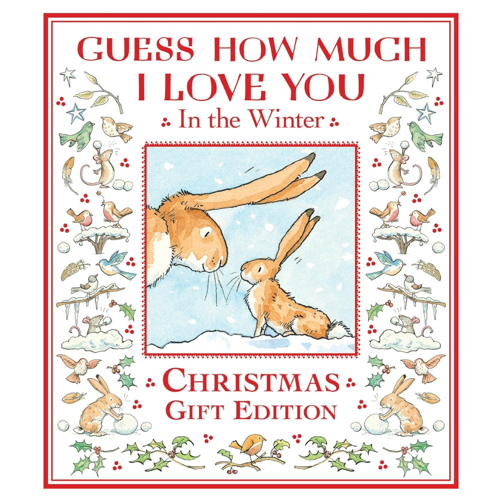 Book cover of 'Guess How Much I Love You In the Winter' with two bunnies in a snowy scene.