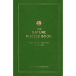 Green book cover of 'The Nature Puzzle Book' with a tree symbol and text.