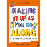Book cover of 'Making It Up as You Go Along' with colorful text and illustrations on an orange background.