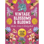 Book cover of 'Vintage Blossoms & Blooms' with floral designs and a pink background