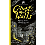 Book cover of 'Ghosts in the Walls' with a spooky illustration and text.