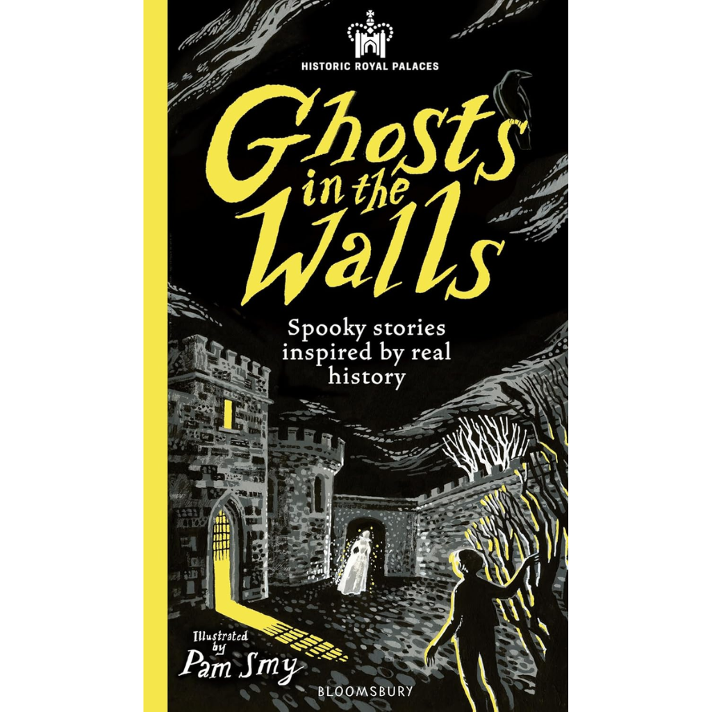 Book cover of 'Ghosts in the Walls' with a spooky illustration and text.