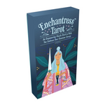 Enchantress Tarot box with a stylized illustration of a woman holding a staff on a white background