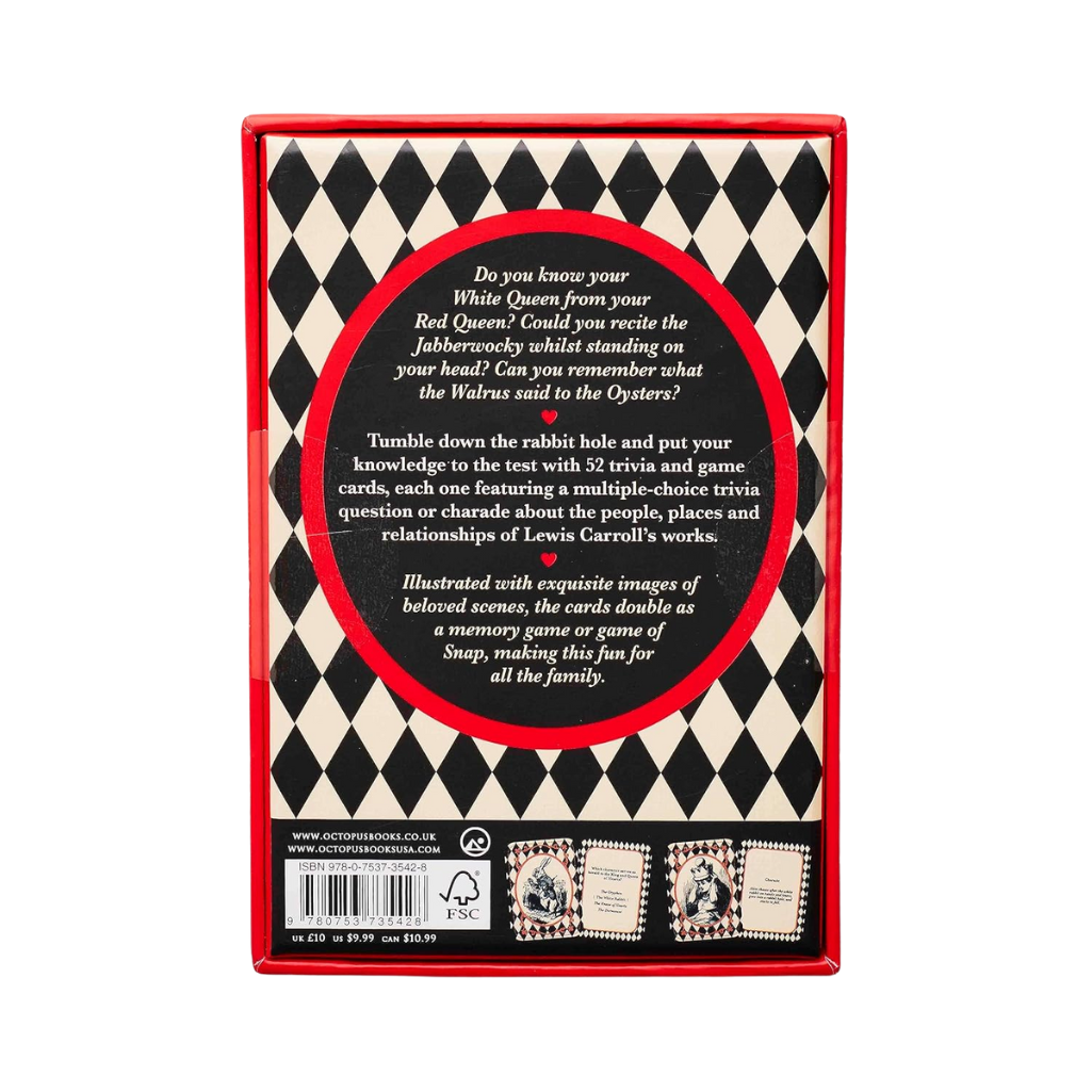 Back of a card game box with text and design elements on a white background