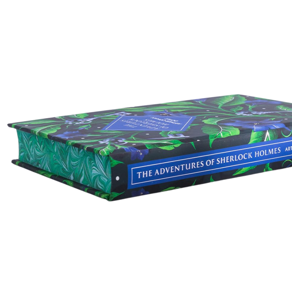 Book titled 'The Adventures of Sherlock Holmes' with decorative cover on a white background