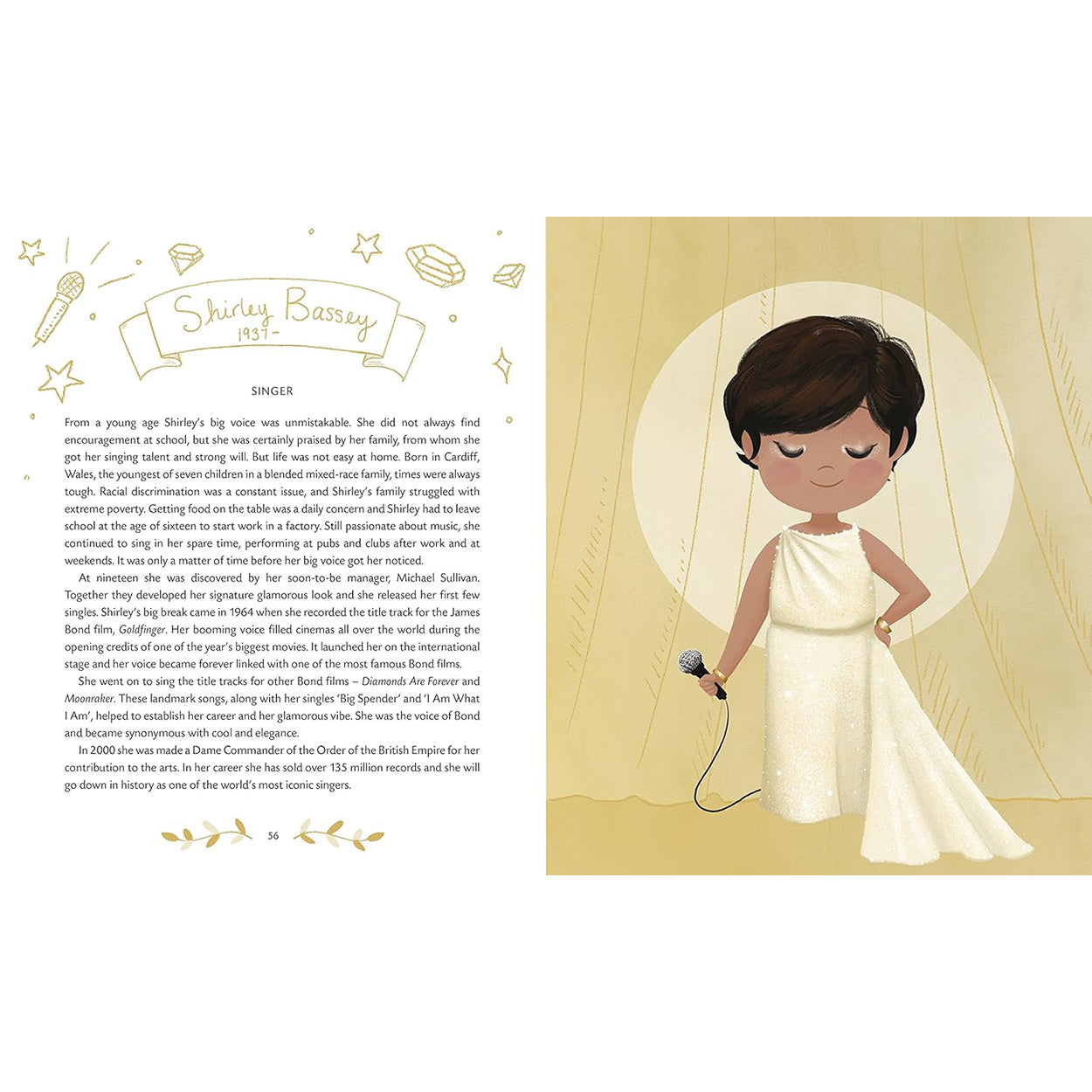 Little Leaders: Bold Women in Black History: Illustration and biography of Shirley Bassey