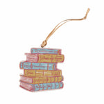 Decorative ornament with a stack of books on a white background