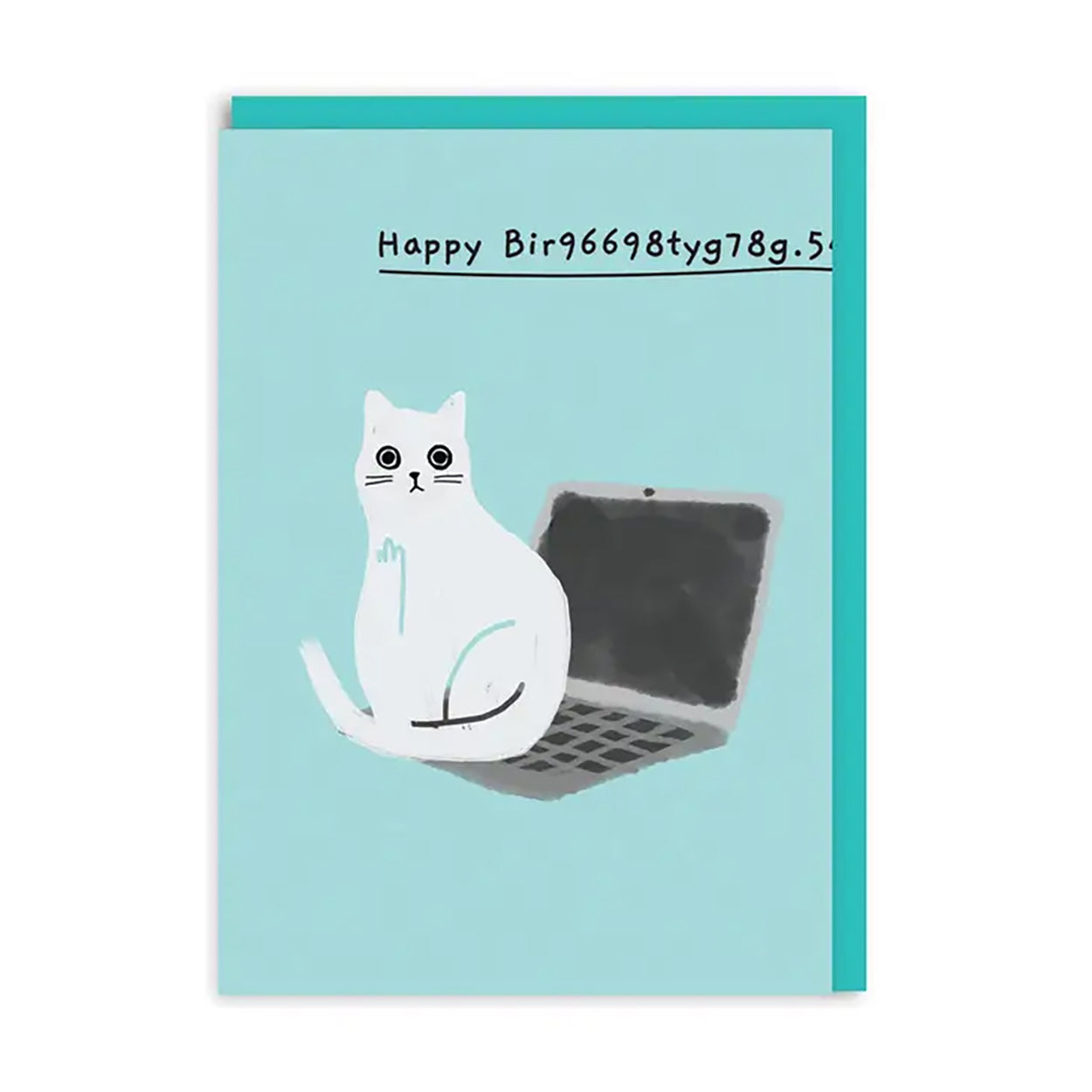 Happy Bir9669... Cat Laptop Greetings Card