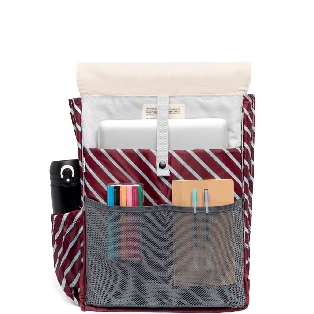 Inside view of Handy Backpack in Stripe Concrete
