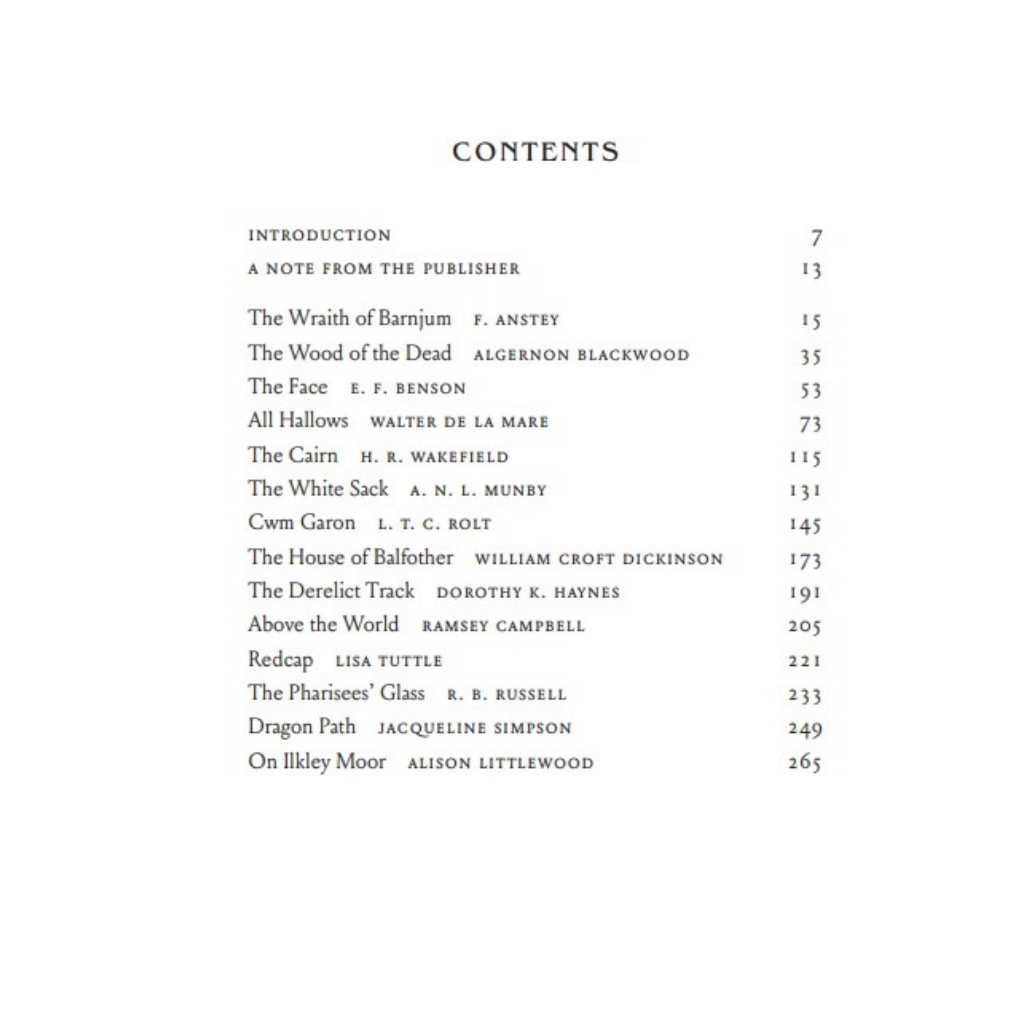 table of contents for the book