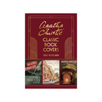Collection of Agatha Christie book covers on a red background