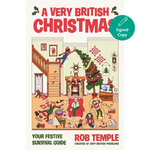 Book cover of 'A Very British Christmas' by Rob Temple with festive illustration and text.