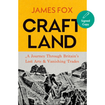 Book cover of 'Craft Land' by James Fox with a yellow background and black and white illustration.