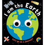 Cartoon Earth with googly eyes and text 'I am the Earth, Let's go on a journey!' on a black background