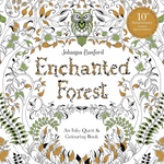 Cover of 'Enchanted Forest' by Johanna Basford with intricate designs and an owl illustration.