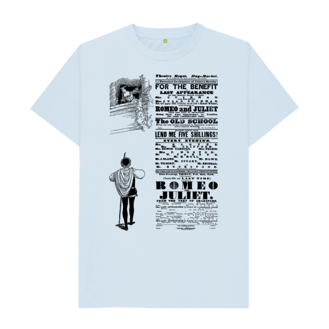 Sky Blue Romeo and Juliet in black T-shirt