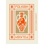 Folkish design with a vase illustration on a beige background
