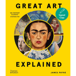 Book cover of 'Great Art Explained' with a yellow background and circular design featuring portraits.