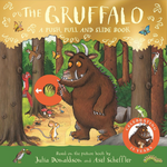 Cover of 'The Gruffalo' book with interactive elements and forest scene.
