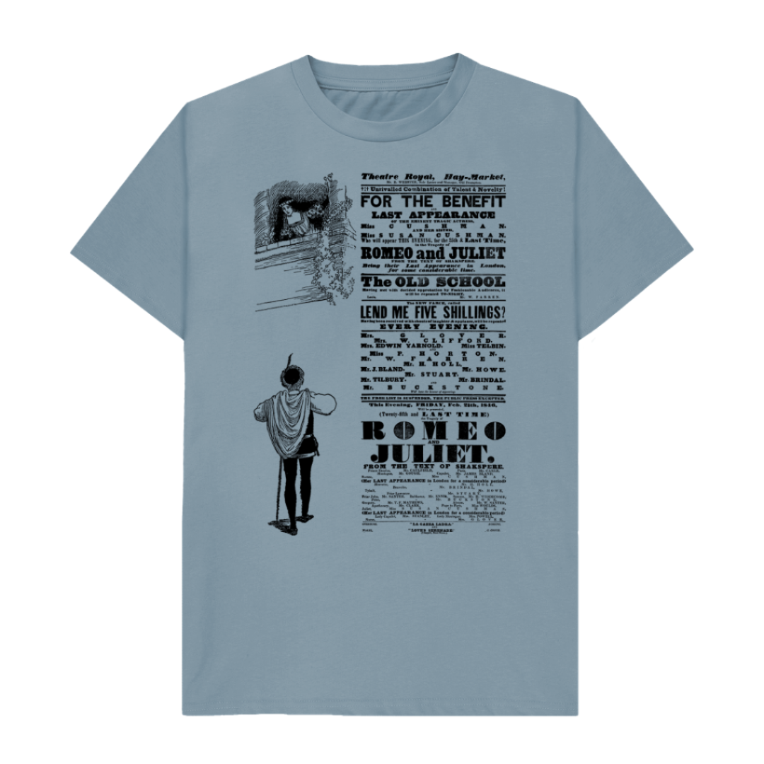 Stone Blue Romeo and Juliet in black T-shirt