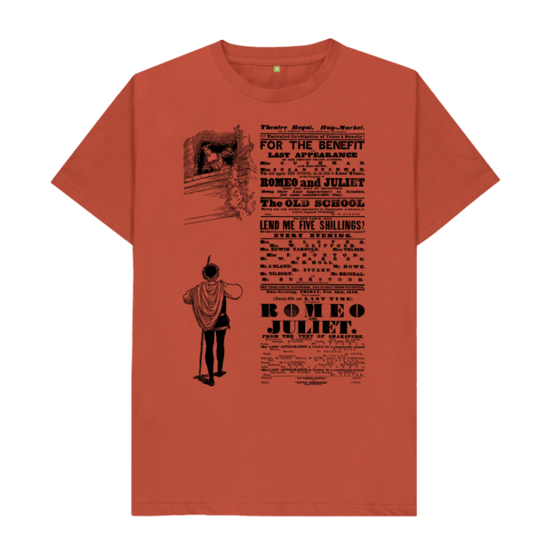 Rust Romeo and Juliet in black T-shirt