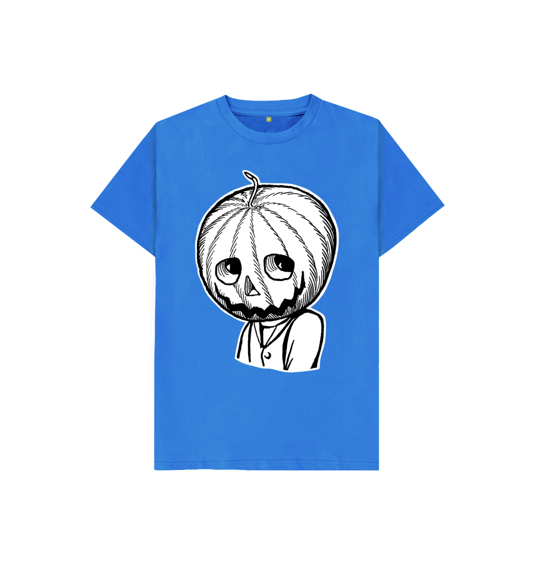 Bright Blue Jack Pumpkinhead in white Kids T-shirt