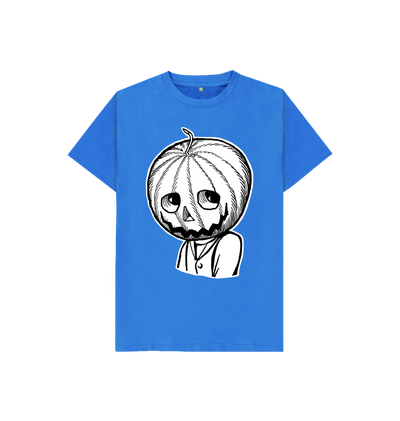 Bright Blue Jack Pumpkinhead in white Kids T-shirt