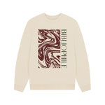 Beige sweatshirt with marbled design and 'BIBLIOPHILE' text on a white background