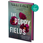 Book titled 'The Poppy Fields' by Nikki Erlick with a signed copy label on a white background