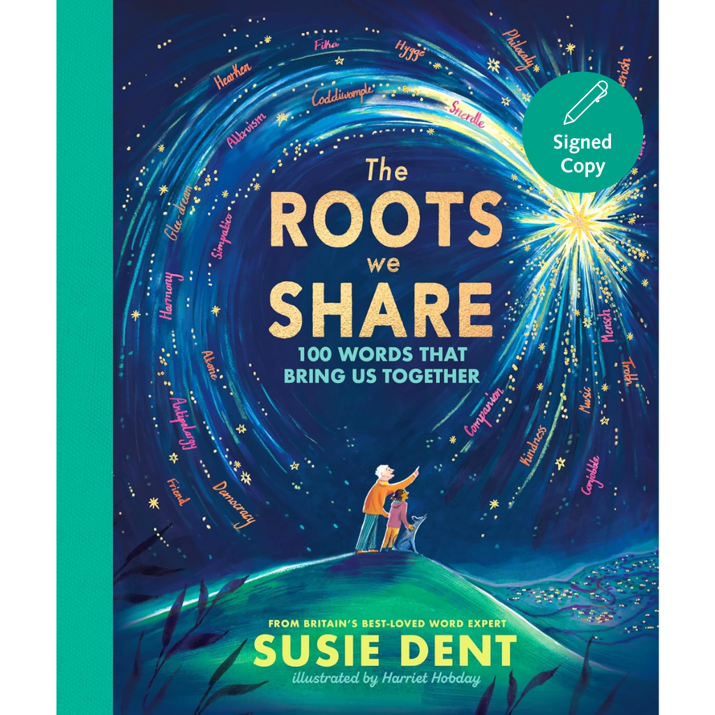 Book cover of 'The Roots We Share' with a starry night design and colorful text.