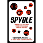 Book cover of 'Spydle' with spy-themed icons and text on a white background