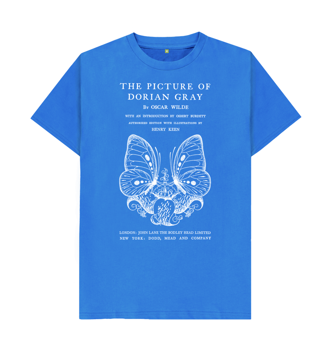 Bright Blue The Picture of Dorian Gray in white T-shirt