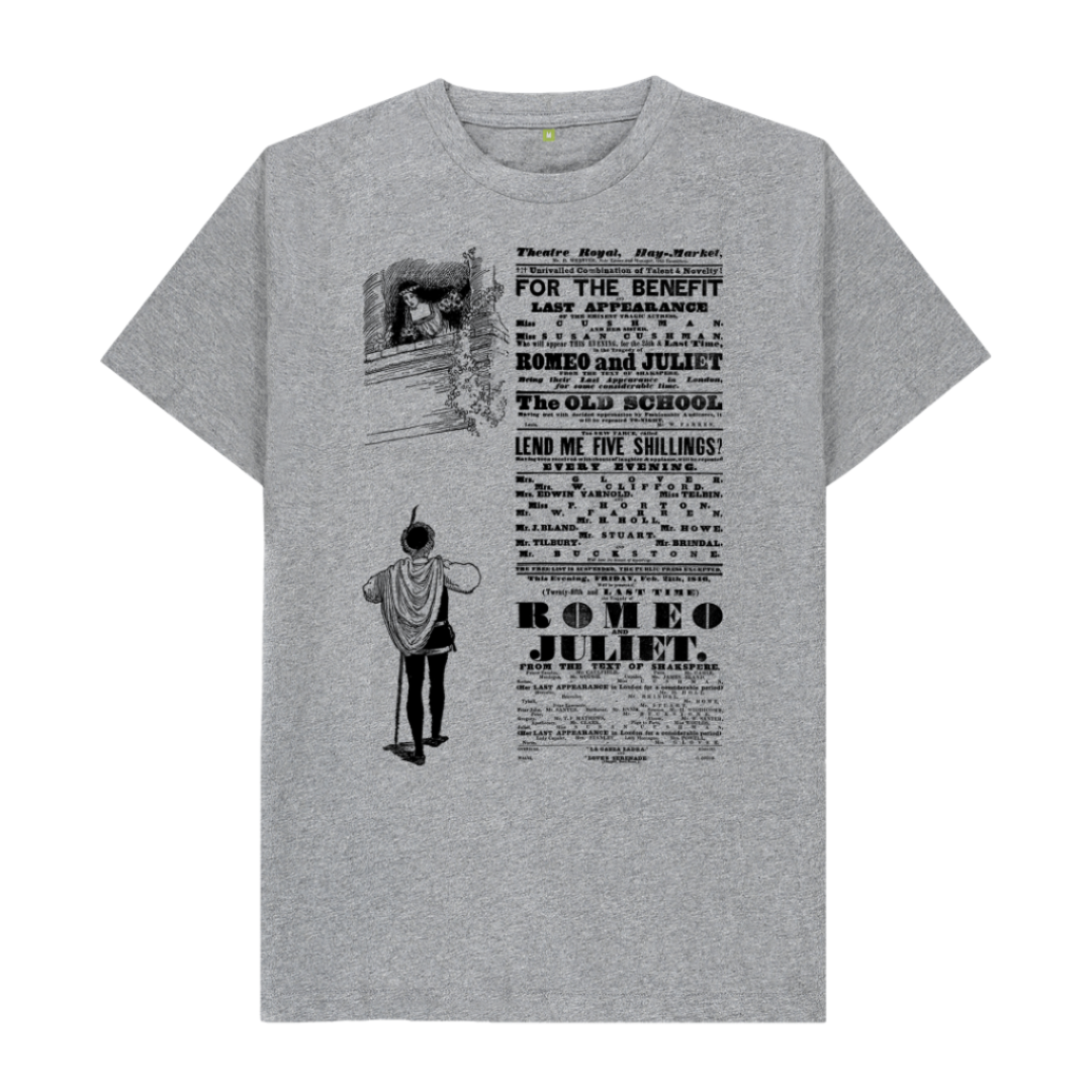 Athletic Grey Romeo and Juliet in black T-shirt