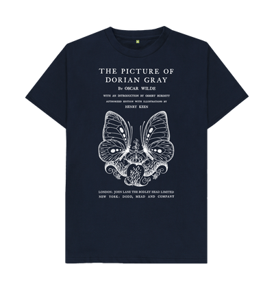 Navy Blue The Picture of Dorian Gray in white T-shirt
