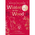 Book cover of 'Winter in the Wood' featuring Winnie-the-Pooh on a red background