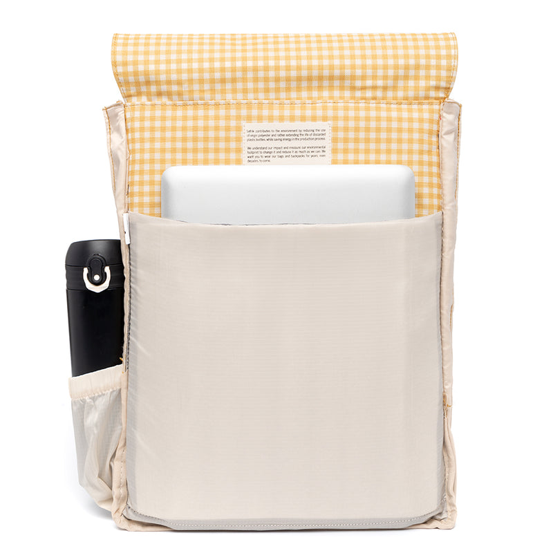 Image of Vichy Mustard Handy Printed Backpack from LeFrik front
