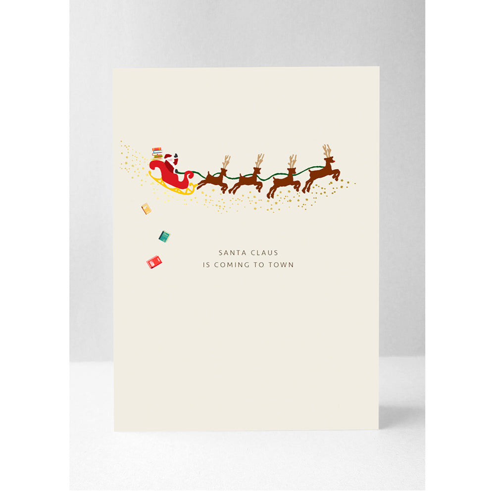 Santa's Sleigh with Books Card