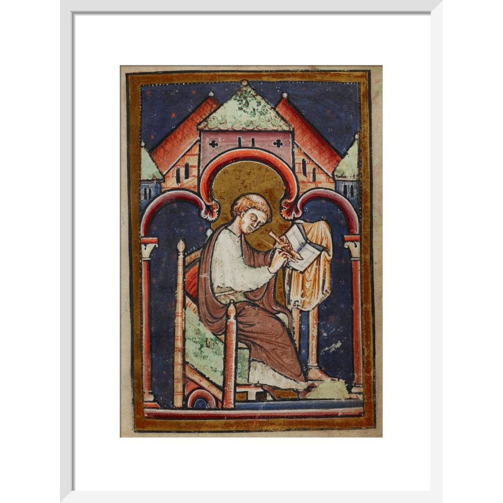 A Scribe Writing print in white frame