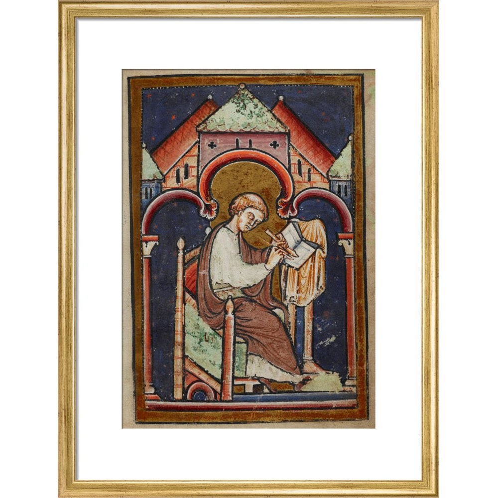 A Scribe Writing print in gold frame