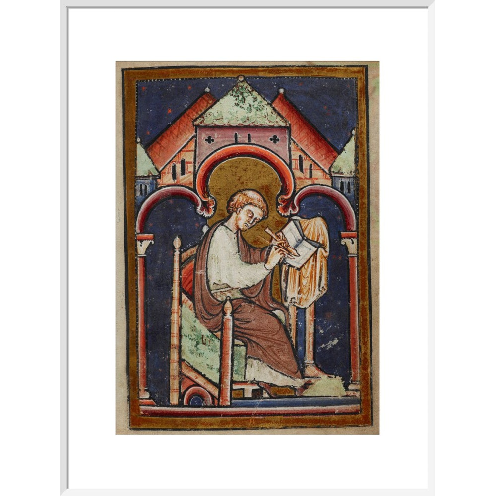 A Scribe Writing print in white frame