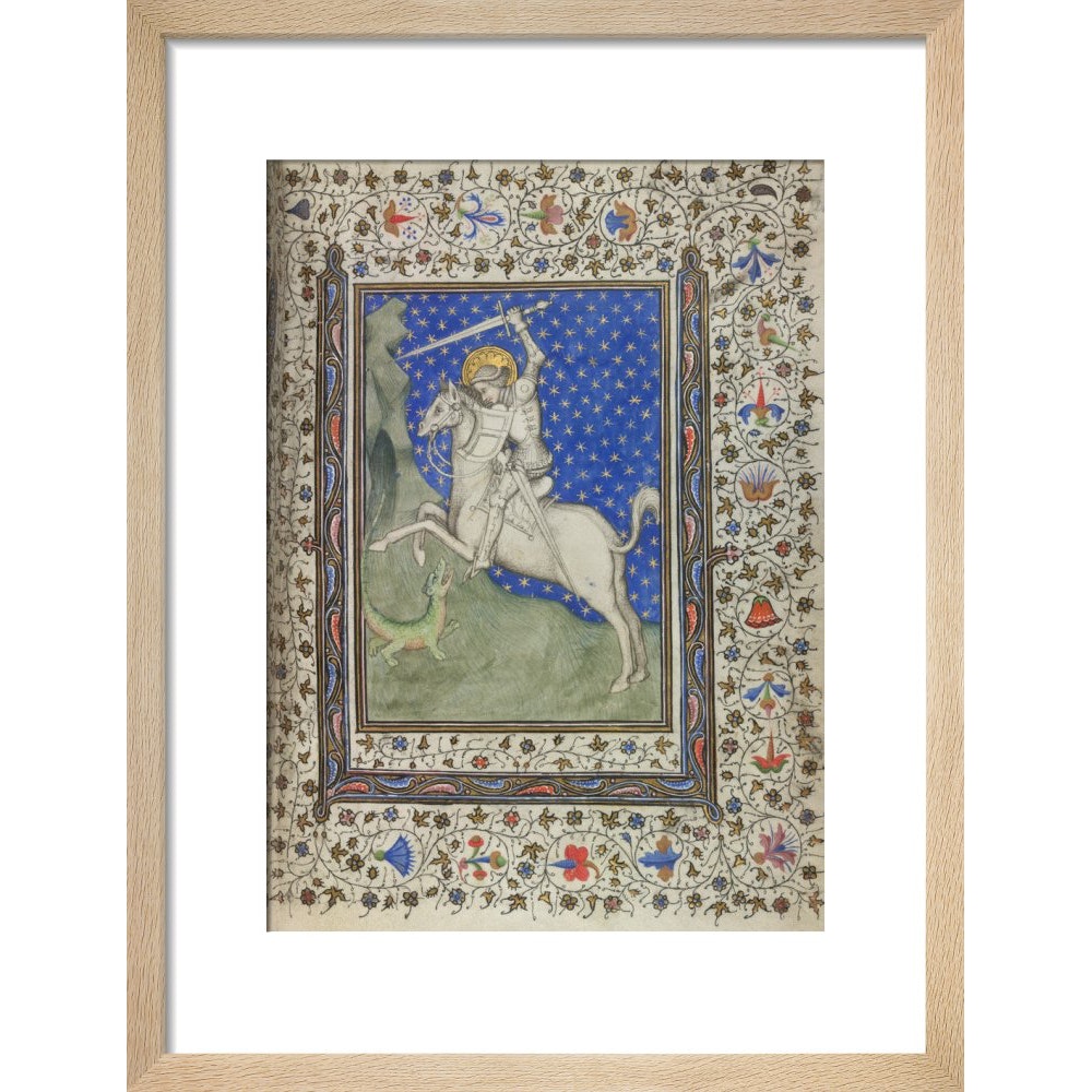 St George and the Dragon print in natural frame