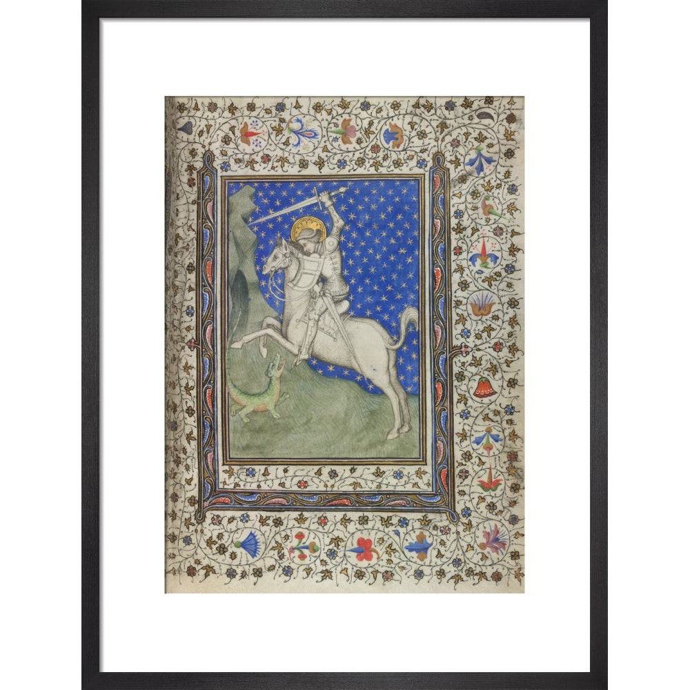 St George and the Dragon print in black frame