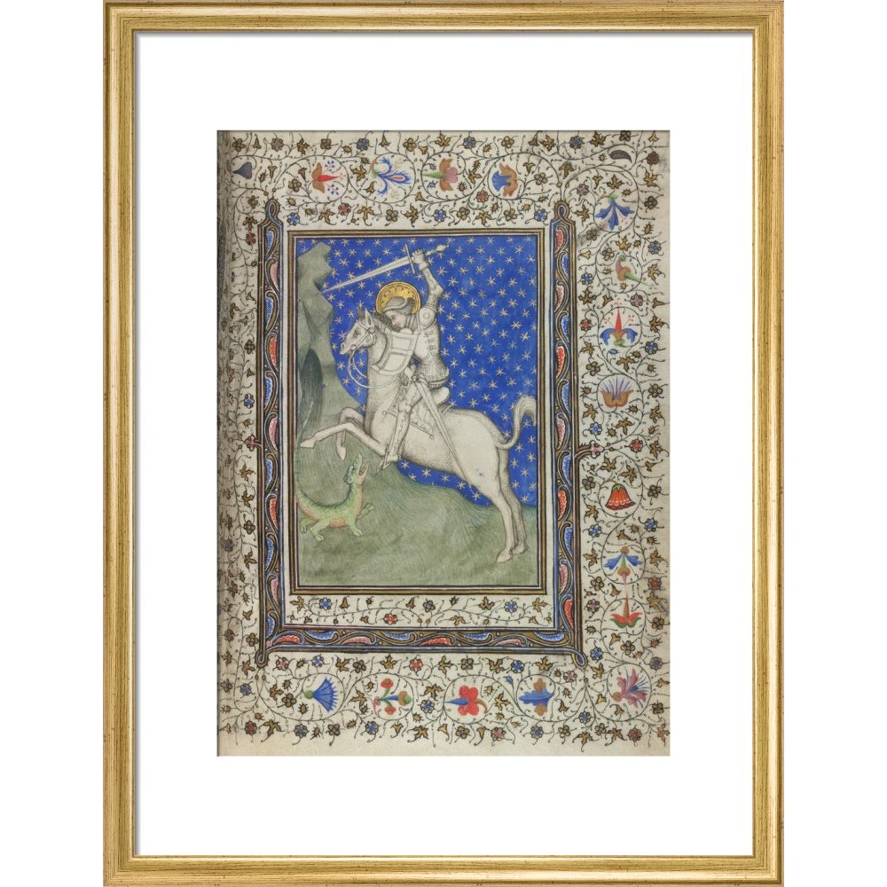 St George and the Dragon print in gold frame