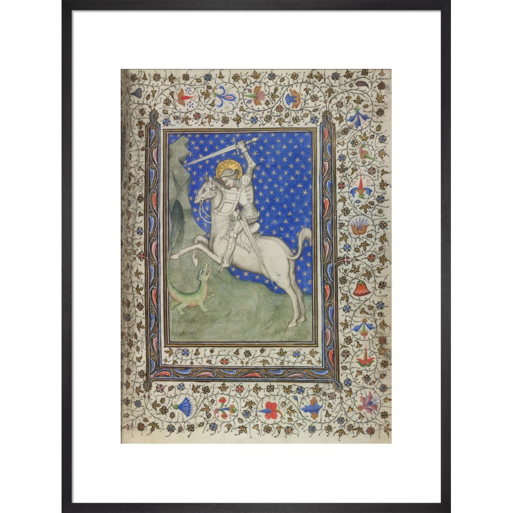 St George and the Dragon print in black frame