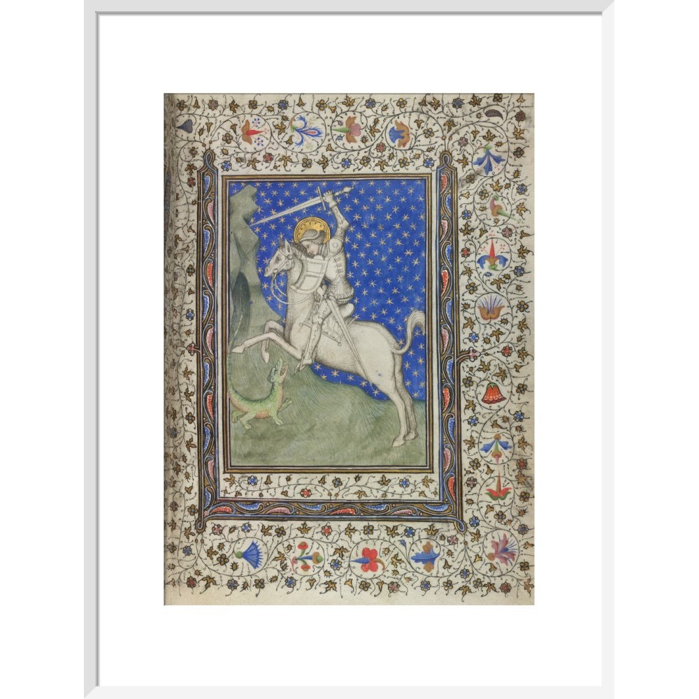 St George and the Dragon print in white frame